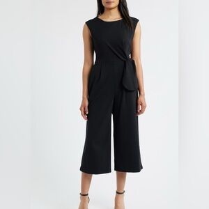 Tahari ASL Side Knot Scuba Crepe Jumpsuit Elegant Black Women's Jumpsuit